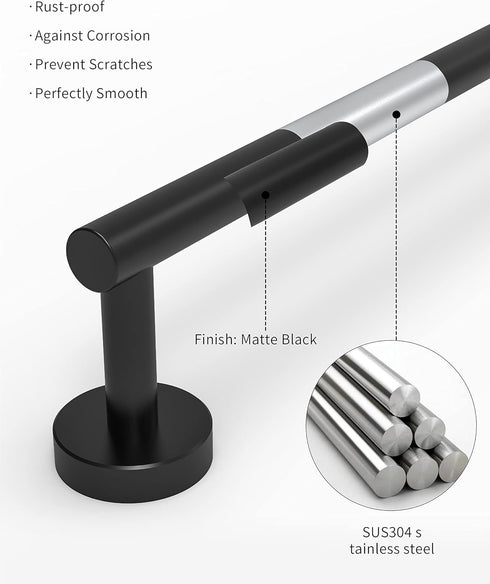 22 Inch SUS304 24 Inch RARXTR Matte Black Towel Bar Towel Rack for Bathroom Kitchen Hand Towel Holder Dish Cloths