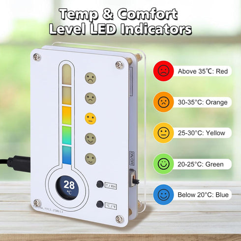 DIY Thermo-Hygrometer Soldering Kit, ICSTATION Temperature and Humidity Meter with Expression LED, / Switchable STEM