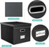 Huolewa Large Portable File Organizer Box, Black Linen Document Storage Box with Lid, Collapsible for Office/Home