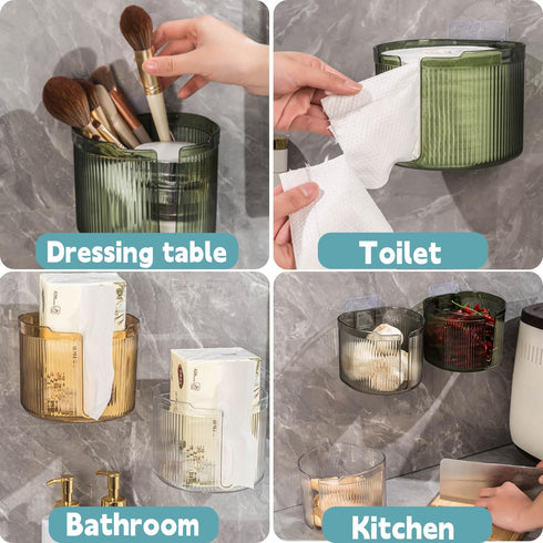 Tissue Box Holder Wall Mounted Toilet Paper Towel Dispenser Self Adhesive Wipes Holder for Bathroom Toilet Kitchen