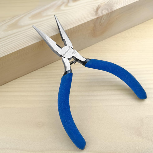 Mini Needle Nose Pliers 5" - 5 Pack KAIHAOWIN Small Long Nose Pliers with Wire Cutters, Precision Set for Crafts/Jewelry