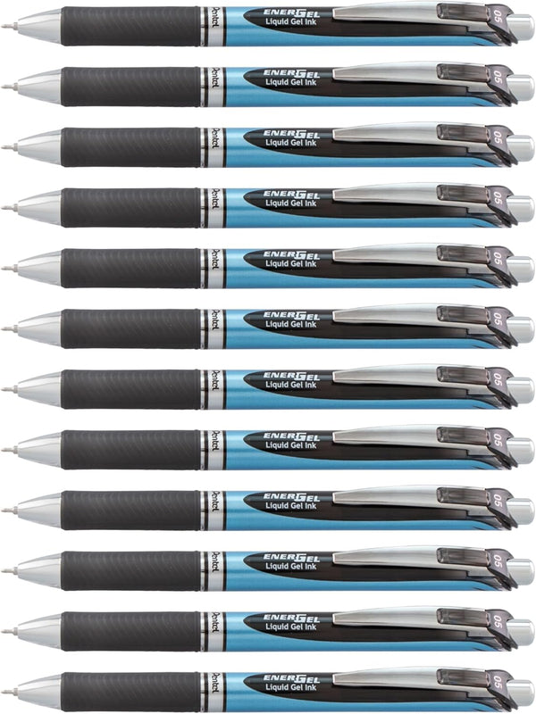 Pentel BLN75ABX Gel Pen - Retractable/Refillable, Needle Tip, 0.5mm, 12/BX, BK Ink