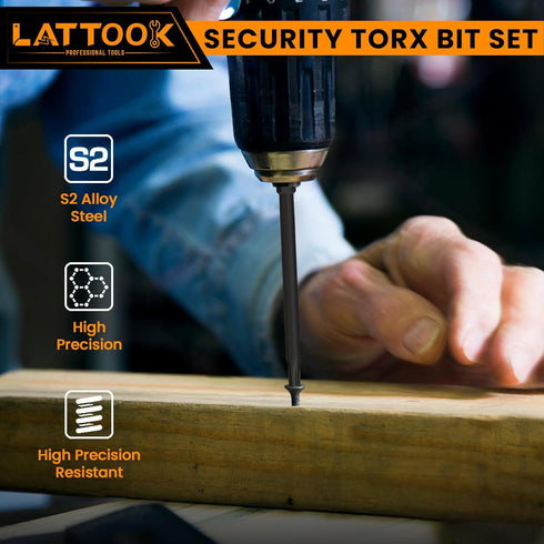 LATTOOK 13-Piece Torx Bit Set, Security Tamper Proof Star Bits Set, Magnetic S2 Steel, 4'' Long, T5 - T40