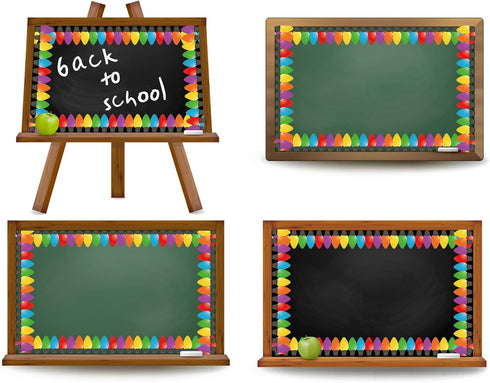 Whaline 32.8ft Christmas Light Bulletin Board Borders, Colorful Light Bulb Die-Cut Trim for Classroom