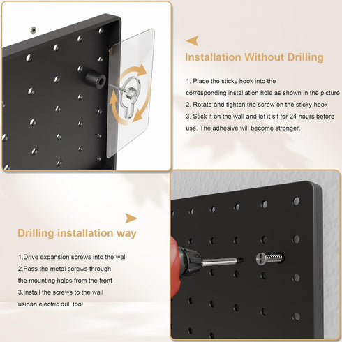 FZK 25pcs 12in*12in, 4 Peg Board, PegBoard Wall Organizer, Includes Black Pegboard and Accessories, Plastic PegBoard