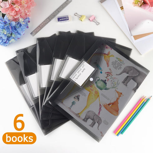 Tamaki 6 Pack Clear Plastic Envelopes, Poly Document Folders for Home, Work, Office Organization, Letter/A4 Size (Dark