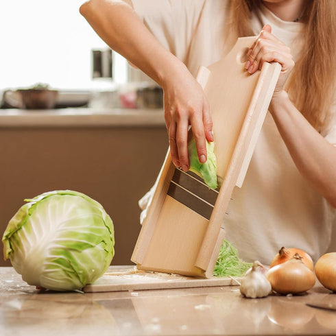 Wooden Cabbage Shredder for Coleslaw (17.7x7 in) - Cabbage Grater for Sauerkraut and Slaw Slicer