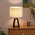 Booniture Dimmable Bamboo Table Lamp, Farmhouse Bedside Lamp with Linen Shade, Mid Century Modern Nightstand Light