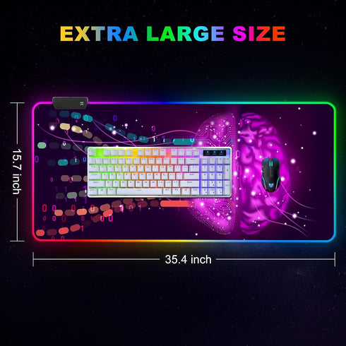 ARTSO 35.4 x15.7 Inch, Purple RGB Gaming Mouse Pad, XXL Large Extended Glowing Led Keyboard Mat, Cool Mouse pad Desk