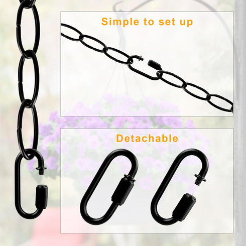 Rkoyes 6 72 Inches Feet Industrial Black Light Fixture Chain, Long, Metal Chain for Hanging Plants with Detachable