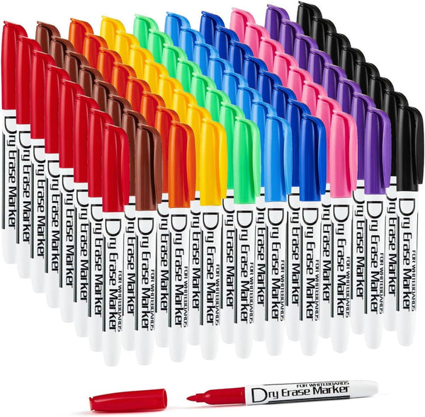 Volcanics Whiteboard Markers Bulk, 80 Count Assorted Colors, Fine Tip Dry Erase