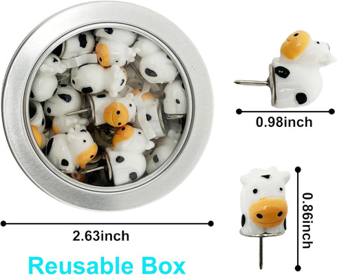 Pack of 20 Cute Cow Decorative Push Pins, Animal Thumbtacks for Photo Wall and Office Board