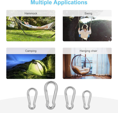 10 PCS Stainless Steel Carabiner Clip Spring-Snap Hook - Lotsun M4 1.57 Inch Heavy Duty Carabiner Clips