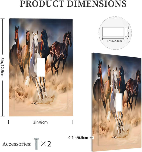 HTSAHKV 3 5 Inch Horse Running Wall Plate Light Switch Cover Single Gang Outlet Faceplate Print Plate Cover X
