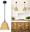 Rattan Pendant Light with Woven Basket Shade, Boho Farmhouse Pendant Light Fixture,