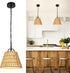 Rattan Pendant Light with Woven Basket Shade, Boho Farmhouse Pendant Light Fixture,