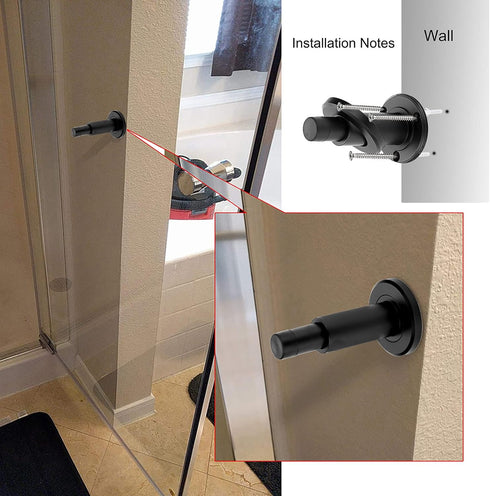 Sumnacon Sturdy Adjustable Door Stopper, Stainless Steel Modern Door Stop with Rubber Buffer, Black