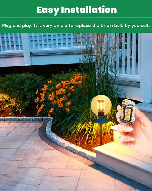T3 G4 Bulbs, 12VAC/DC 3Watt 2700K-3000K 2-Pack Bi-pin LED Light Low Voltage Warm White for Outdoor Landscape Lighting