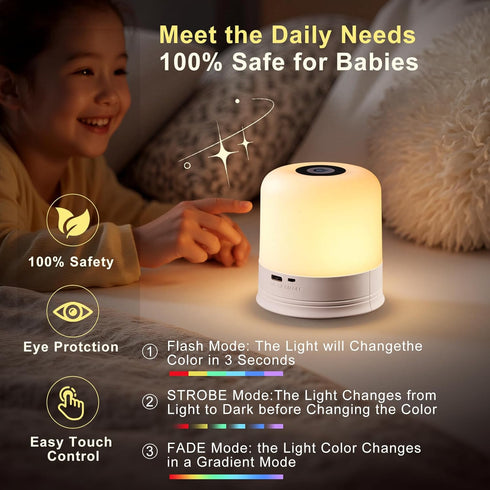 Generic Lamp,16 3 1 Portable Night Light, USB Rechargeable Small Desk RGB Colors & Brightness & Remote, Touch Bedside
