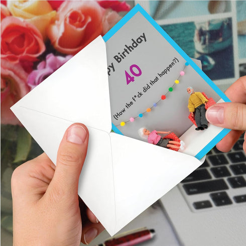 NobleWorks - 40th Birthday Card with Envelope, Funny Stationery Notecard for Birthdays, 40 Year Old Greeting - How Did