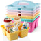 Yakydesign 6 Pack 3 Compartment Small Caddy Plastic Classroom Organizer with Handle Portable