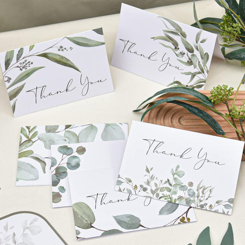 50 Pack Stickers.6 4x6 Crisky Greenery Thank You Greeting Cards with Envelopes & Design Watercolor Greenery Greeting