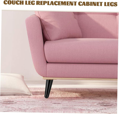 4Pcs OSALADI Black Metal Furniture Legs Oblique Cone Sofa Replacement Feet for Cabinet Couch Coffee Table Tv Stand Iron