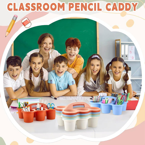 6 Pack 6 party greeting Classroom Caddy with Handle Plastic Storage Table Caddy Organizer with Compartments Morandi Cup