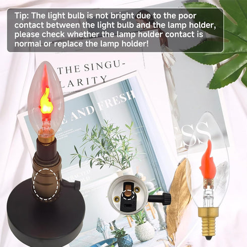 B/B11 E12 Bulb, 1800K 2 Non-Dimmable, 2-Pack Type LED Flame Effect Red Light Modes, Crystal Clear Glass, Ideal