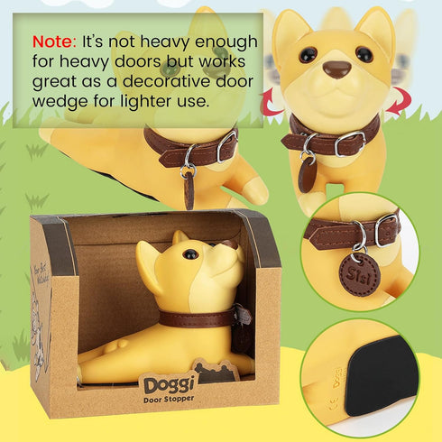 DomeStar Shiba Inu Cute Dog Door Stopper, Decorative Animal Doorstop Wedge, Yellow