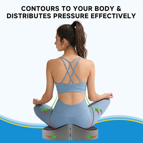 Seat Cushion for Office Chair, Ergonomic Memory Foam Office Chair Cushion with U-Shaped Coccyx Support, Non-Slip Base