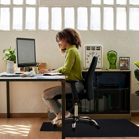 HomeMall Hardwood and Tile Floor Office Chair Mat, 48"x36" Computer Gaming Rolling Chair Mat, Non-Slip Low-Pile Floor Protector, Under Desk Rug for Rolling Chair, Black by HomeMall