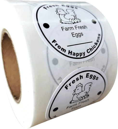 Farm Fresh Eggs Stickers, 500 Pcs Carton Labels Per Roll - 1.5 Inch Fresh Eggs Farmer's Market Packaging Sticker.