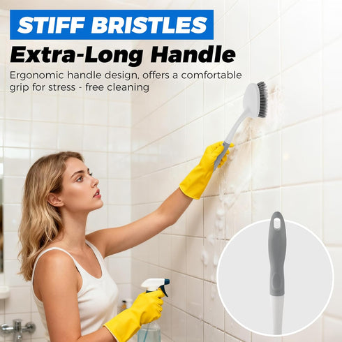 Mgitecy 3 Pack Set Heavy Duty Scrub Brush for Household Use, Long Scrub Brush, Handheld Scrub Brush, and Crevice Brush