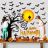 Large Happy Halloween Bulletin Board Set, Classroom Decoration with Bat Pumpkin Tree Paper Cutouts