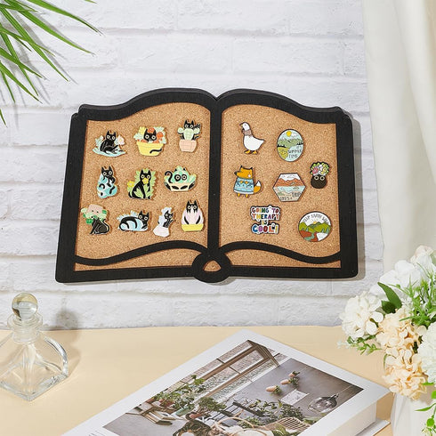 BENECREAT Pin Board Book Cork Board, 0.8inch Thick Wall Mounted Display Board for Home Office School Decor
