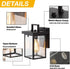 Black Outdoor Wall Lights, Farmhouse Exterior Wall Sconces Light Fixture with Seeded Glass, Modern Square Waterproof