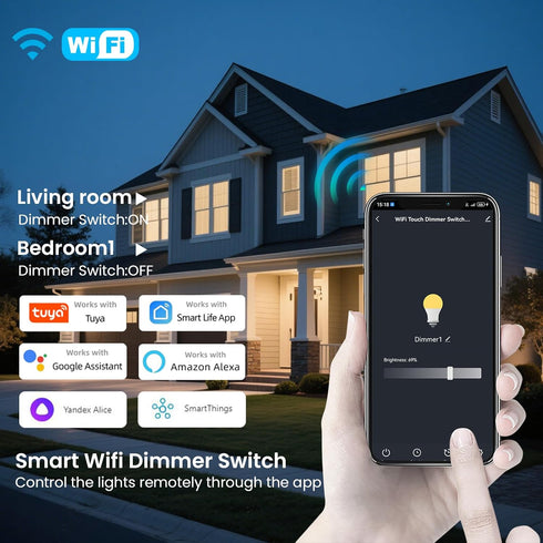 TOZENVAN Dimmer 4.65 2.83 1.34 Inches,Neutral Required,2.4GHz Dimmer Dimmer Smart Switch X X Wire WiFi Light