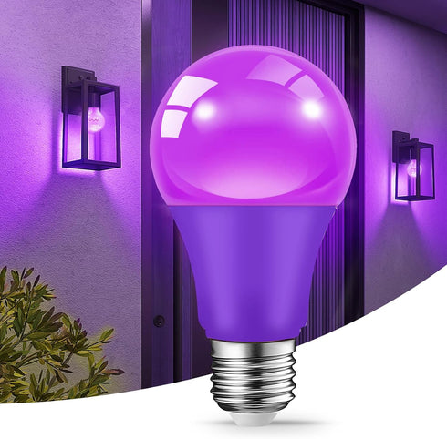 Purple Light Bulbs for Outdoor Porch - 9W E26 Base LED Bulb for Halloween, Christmas, Wedding, Party, 2-Pack