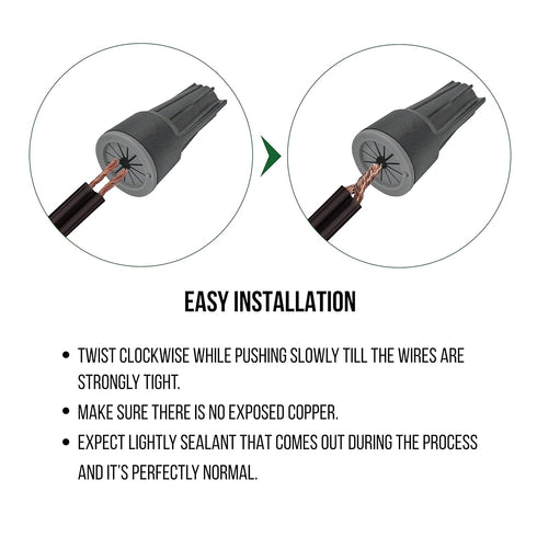 GKOLED 30PCS AWG #22-8 Waterproof Wire Connectors, Silicone Filled Outdoor Electrical Screw Terminals, Wire Splice Connector for LED Landscape Lighting, Patio and Deck Lighting, Dark Gray