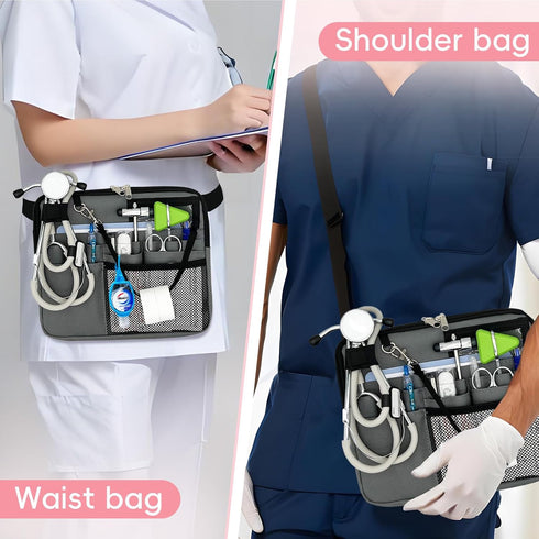 MELINON Pack Nurse Fanny with Medical Gear Pockets - Durable Nurse Waist Pouch with Tape Holder, Adjustable Strap
