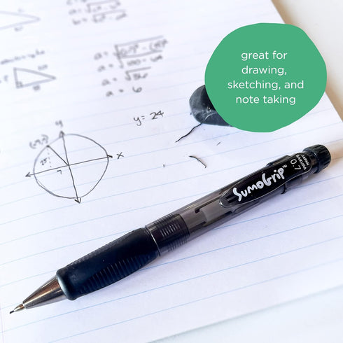 SAKURA SumoGrip Pencil with Comfort Grip - 0.7 mm Ergonomic Mechanical Pencil - Clear Gray, 3 Pack