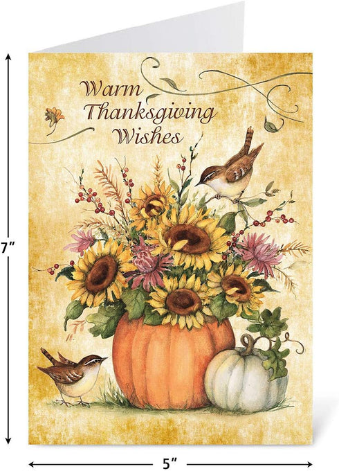Current Harvest Thanksgiving Greeting Cards Set, 6 Large 5 x 7-Inch Cards, Assortment of 3 Unique Designs