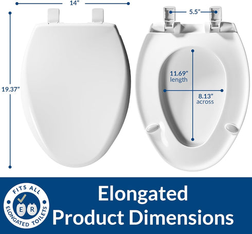 Mayfair Aurora Slow Close Toilet Seat, Easy Clean Hinges and Adjustable Perfect Fit Plastic Seat, Made in USA