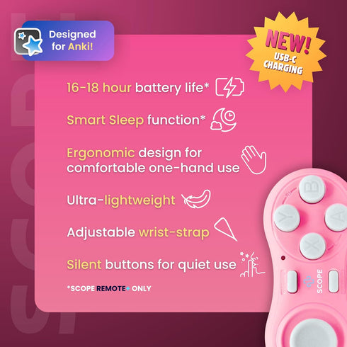 SCOPE REMOTE (16-18 - Remote for Anki. Customizable with Anki Add-on, Compatible with Windows, Mac, iOS, iPad