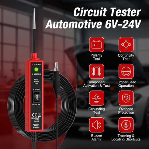 6-24V 13.4 ELMCONFIG Power Circuit Probe Tester Automotive, DC Test Light with ft Leads, Circuit Tester Break Finder