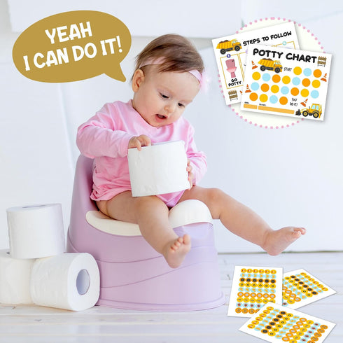 APIILVPQ 10 810" B06 Construction Potty Training Chart with Reward Stickers, Potty Chart for Toddlers Boys, Truck