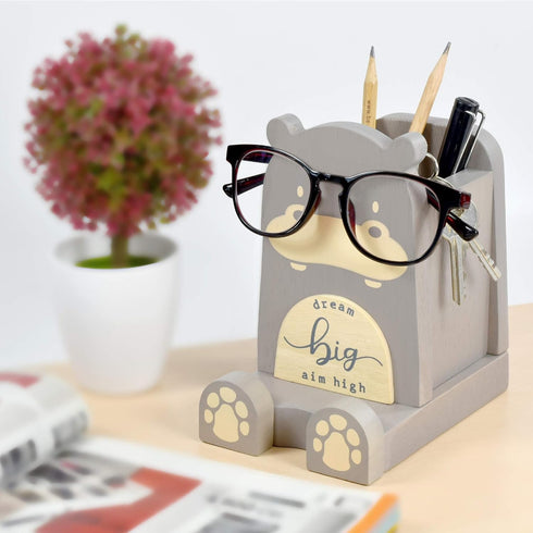 I'm Wood Multipurpose Eyeglass Phone Pen & Pencil Holder Stand, Stationery Desk Box Organizer, Home Office Decor "Dream