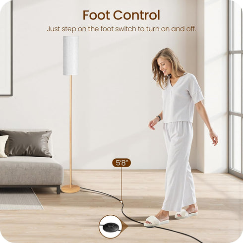 Dimmable 64.4 Bulb 3000K-6500K, XE06LD05W1 Wooden Textured Pole Lamp, Floor Lamps for Living Room with Remote and Foot