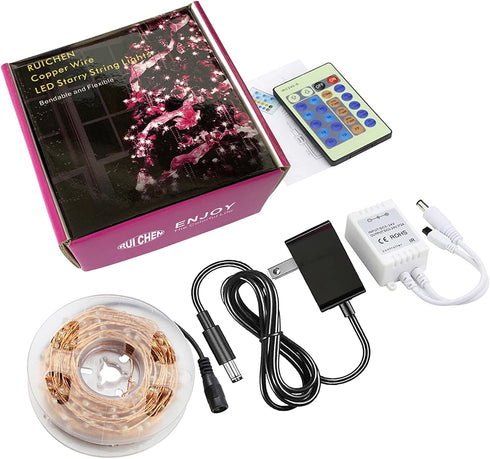 Dimmable 33 100 RUICHEN Copper Wire Ft LED Fairy String Lights Plug in with Remote, Warm White